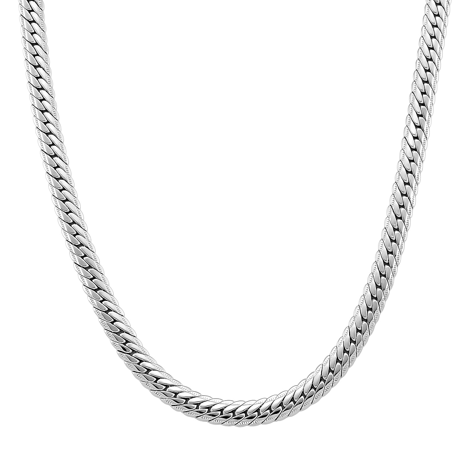 Necklace (Size 17.5) in White Gold Plated