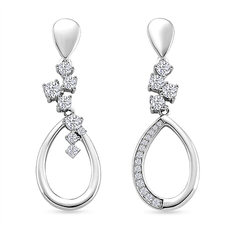 Lucy Q - Fluid Collection Moissanite Dangling Earring with Push Back in Rhodium Overlay Sterling Silver 2.15 Ct.