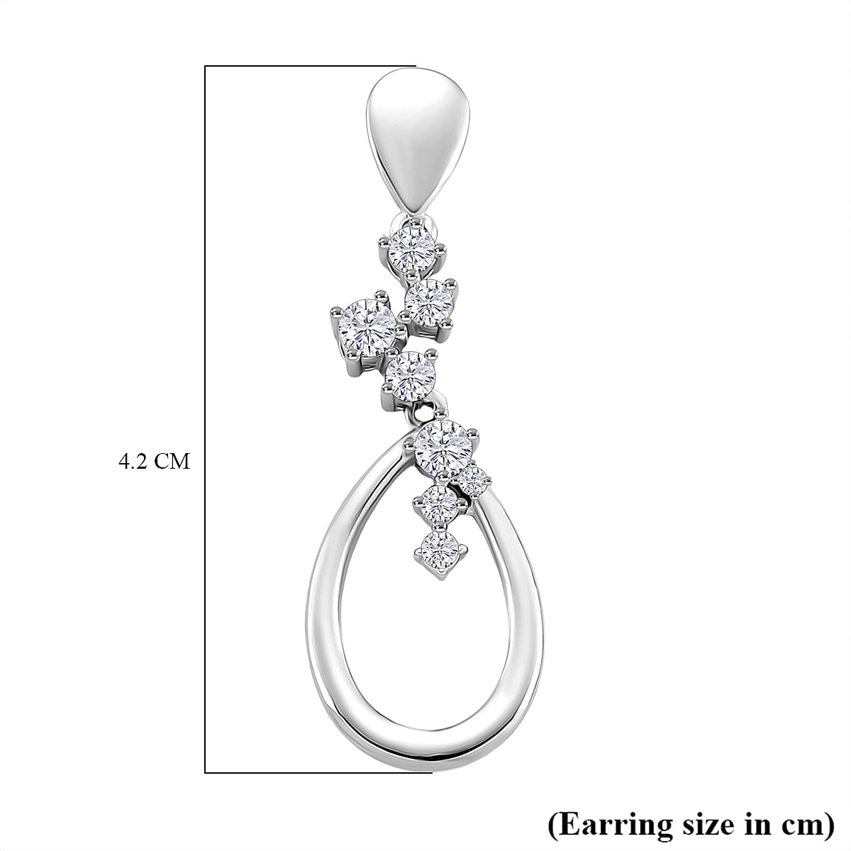Lucy Q - Fluid Collection Moissanite Dangling Earring with Push Back in Rhodium Overlay Sterling Silver 2.15 Ct.