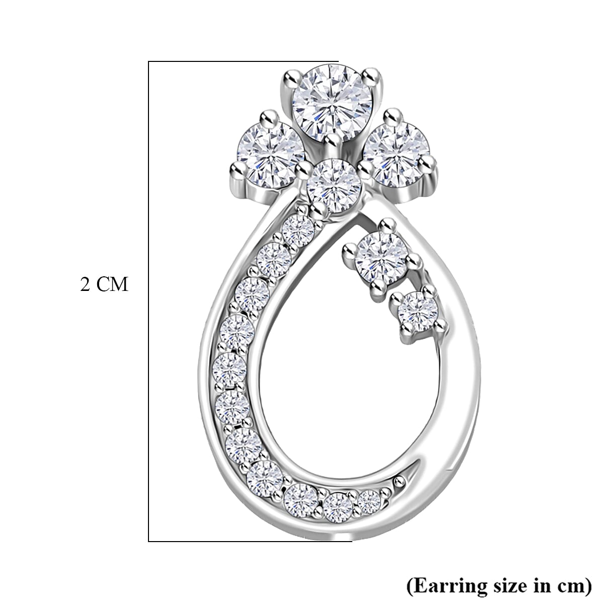 Lucy Q - Fluid Collection Moissanite Teardrop Earring with Push Back in Rhodium Overlay Sterling Silver