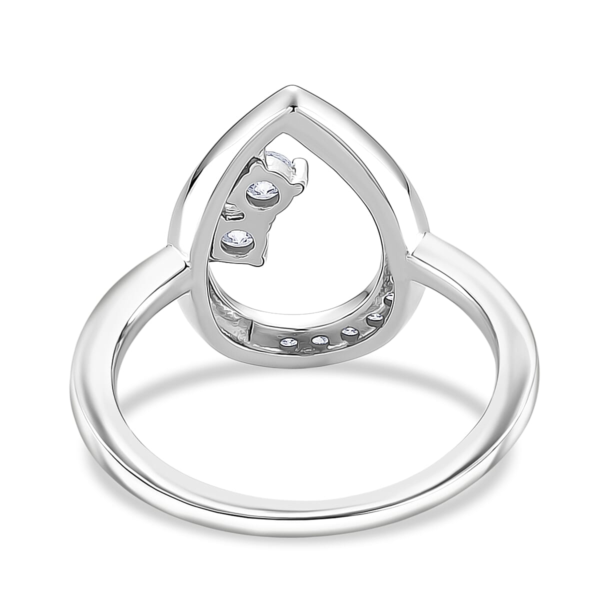 Lucy Q - Fluid Collection Moissanite Ring in Rhodium Overlay Sterling Silver