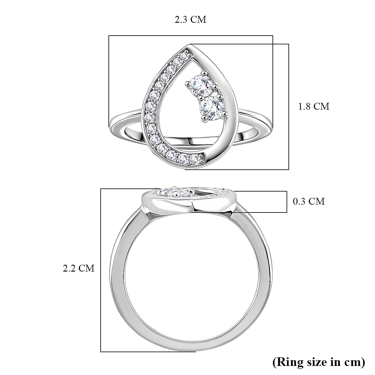 Lucy Q - Fluid Collection Moissanite Ring in Rhodium Overlay Sterling Silver
