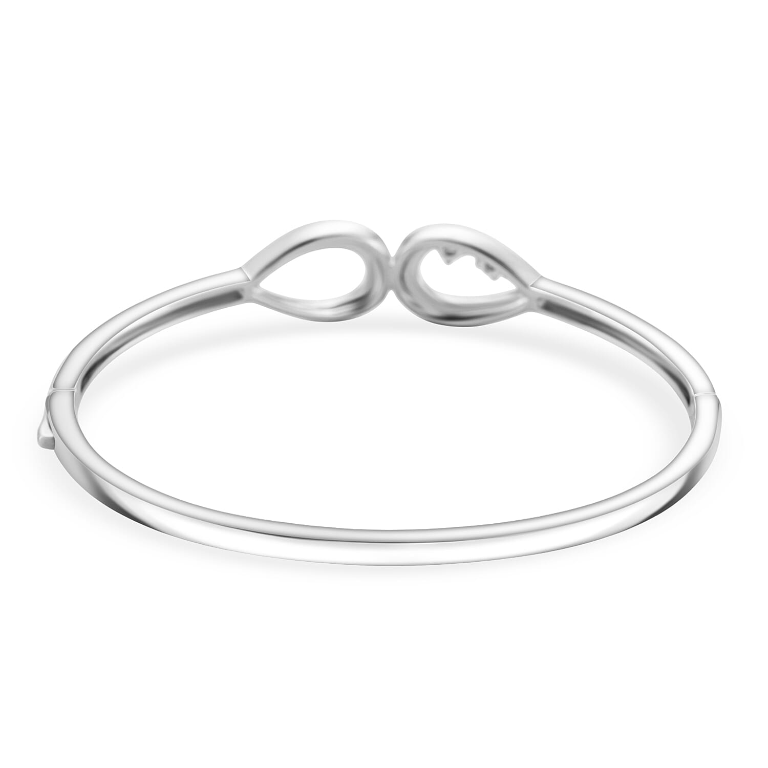 Lucy Q - Fluid Collection Moissanite Cuff Bangle (Size 7.5) in Rhodium Overlay Sterling Silver, Silver Wt. 14.30 Gms.