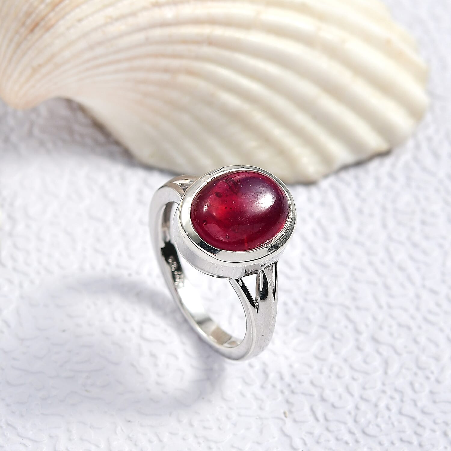 D'Joy Cabo Delgado Ruby Solitaire Ring in Rhodium Overlay Sterling Silver 5.74 Ct.