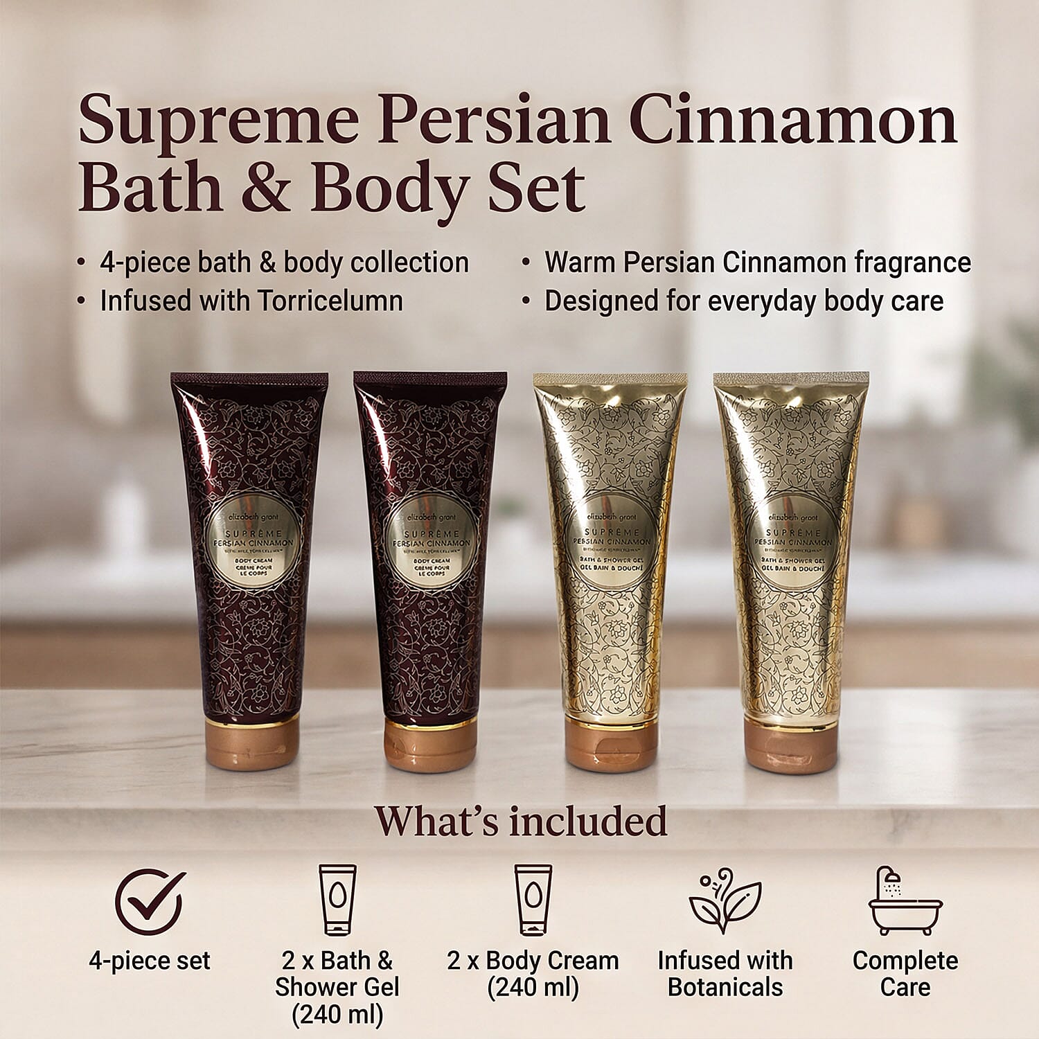 Elizabeth Grant Supreme Persian Cinnanmon Bath - Body Double Up SET OF 4