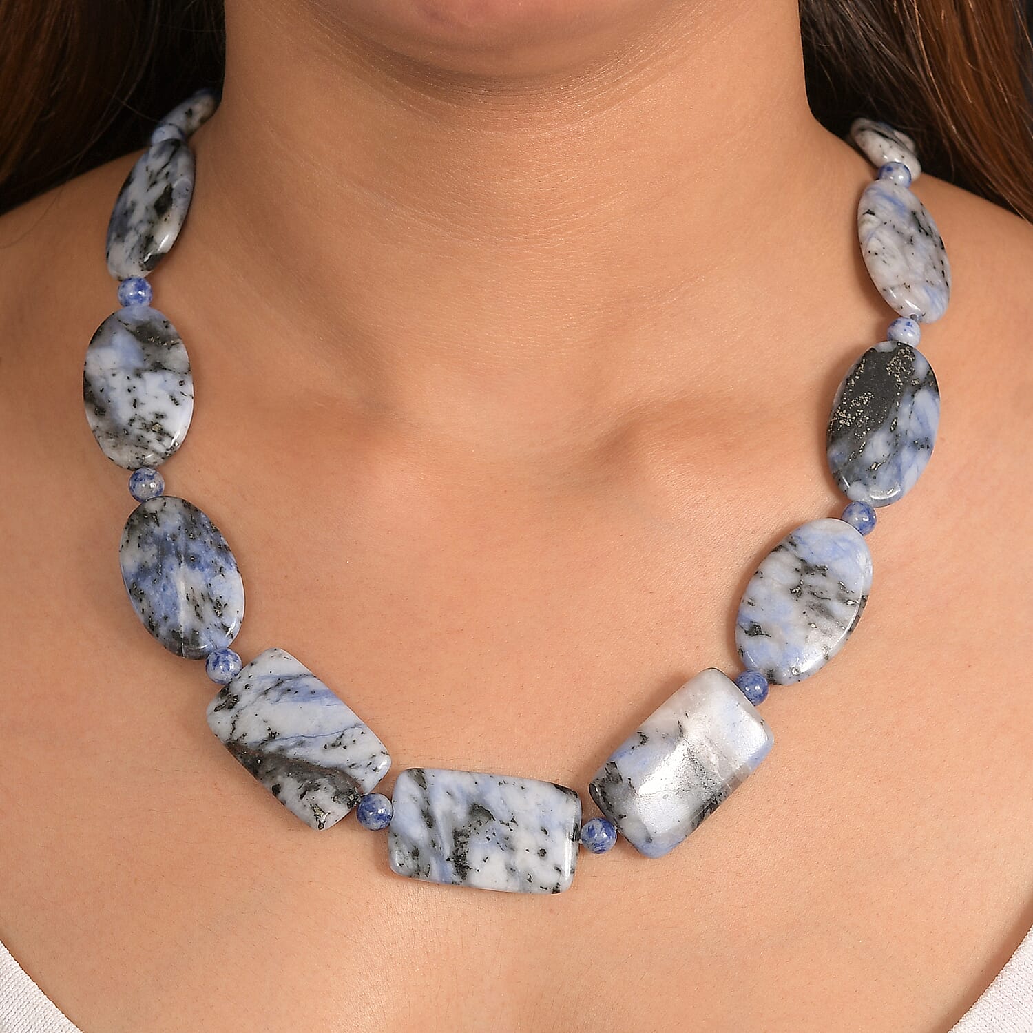 EverTrue Natural Sodalite Necklace (Size 20) in Platinum Overlay 380.00 Ct.