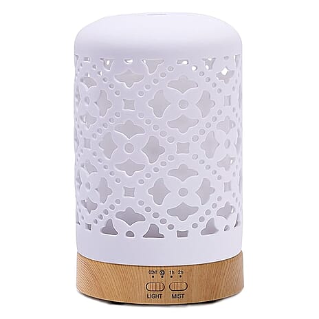 Brand New Launch - Porcelain Aroma Diffuser with Multi Coloured Lights and Timer - White