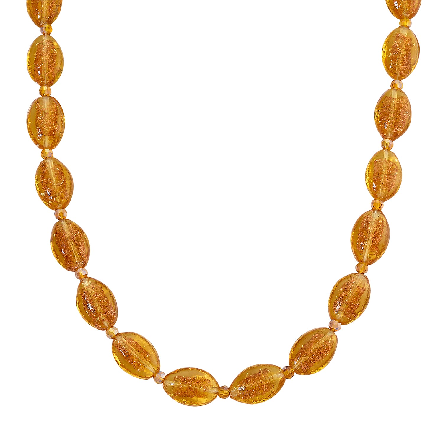 Champagne Colour Murano Style & Champagne Glass Necklace (Size 20) with Magnetic Clasp in Silver Tone