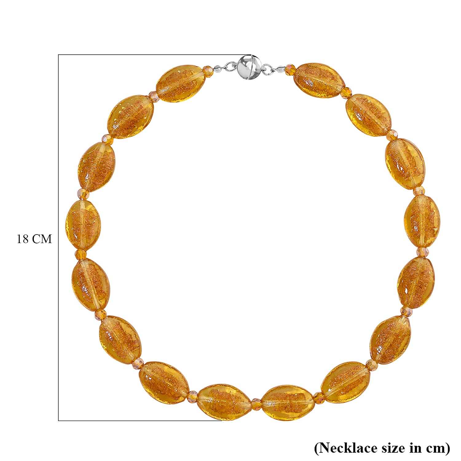 Champagne Colour Murano Style & Champagne Glass Necklace (Size 20) with Magnetic Clasp in Silver Tone