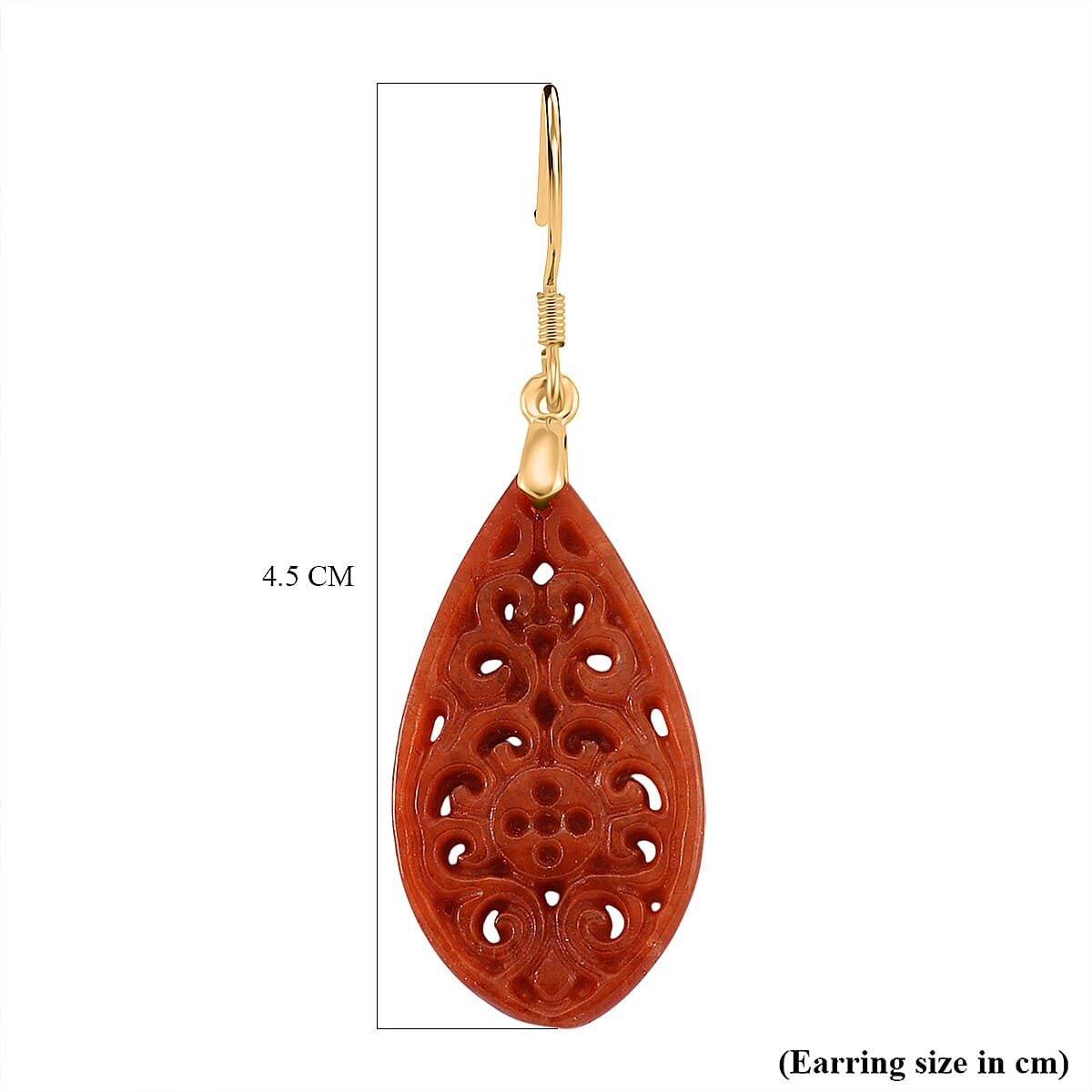 D'Joy Enhanced Red Jade Beads Earring with Hook Sterling Silver 20.00 Ct.
