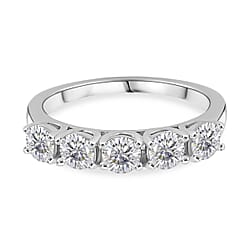 D'Joy Moissanite Half Eternity 5 Stone Band Ring in Sterling Silver