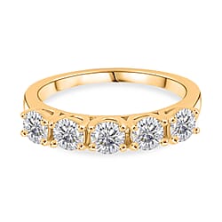 D'Joy Moissanite Half Eternity 5 Stone Band Ring in Sterling Silver