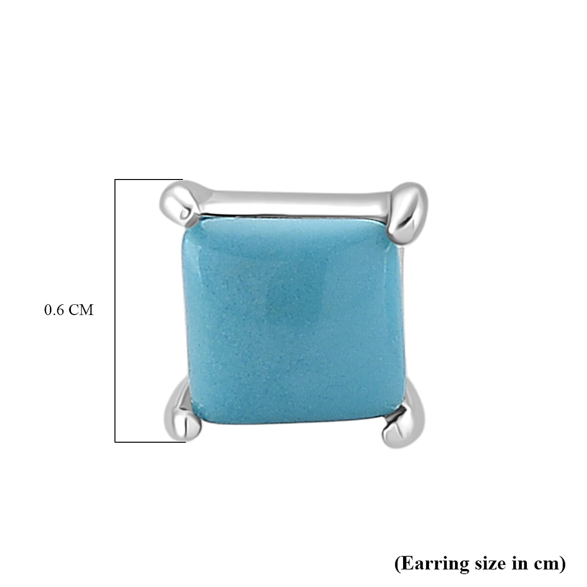 D'Joy Sleeping Beauty Turquoise Solitaire Stud Push Post Earring in Rhodium Overlay Sterling Silver