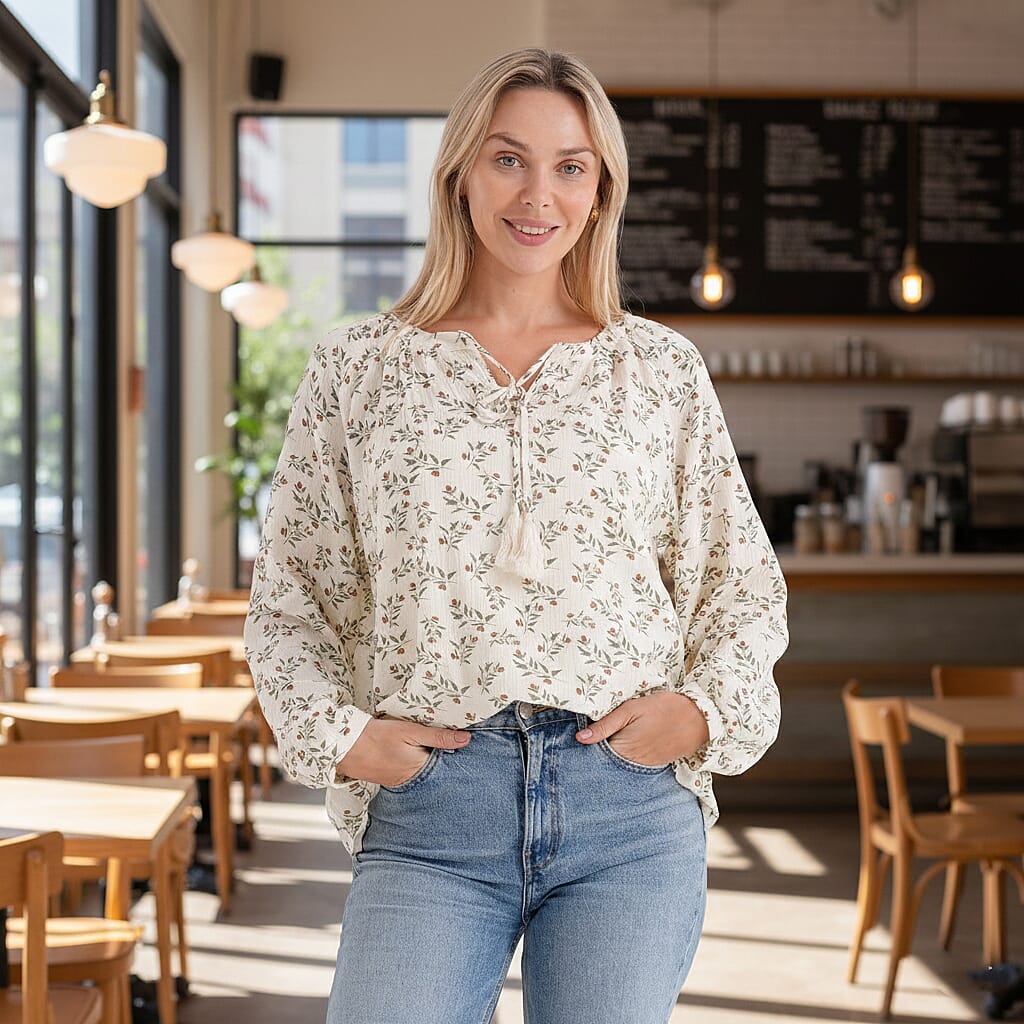 Maisi-Cotton-Leaf-Blouse-Size-Small-White-White