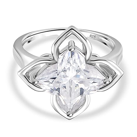 D'Joy Moissanite Fancy Ring in Rhodium OverlaySterling Silver  6.000  Ct.