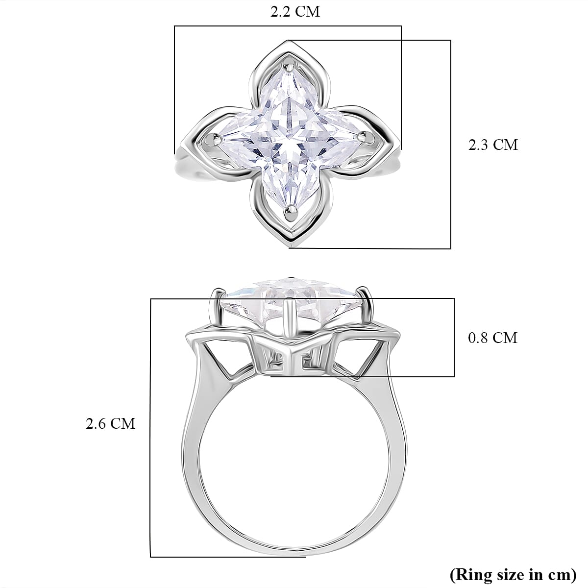 D'Joy Moissanite Fancy Ring in Rhodium OverlaySterling Silver  6.000  Ct.
