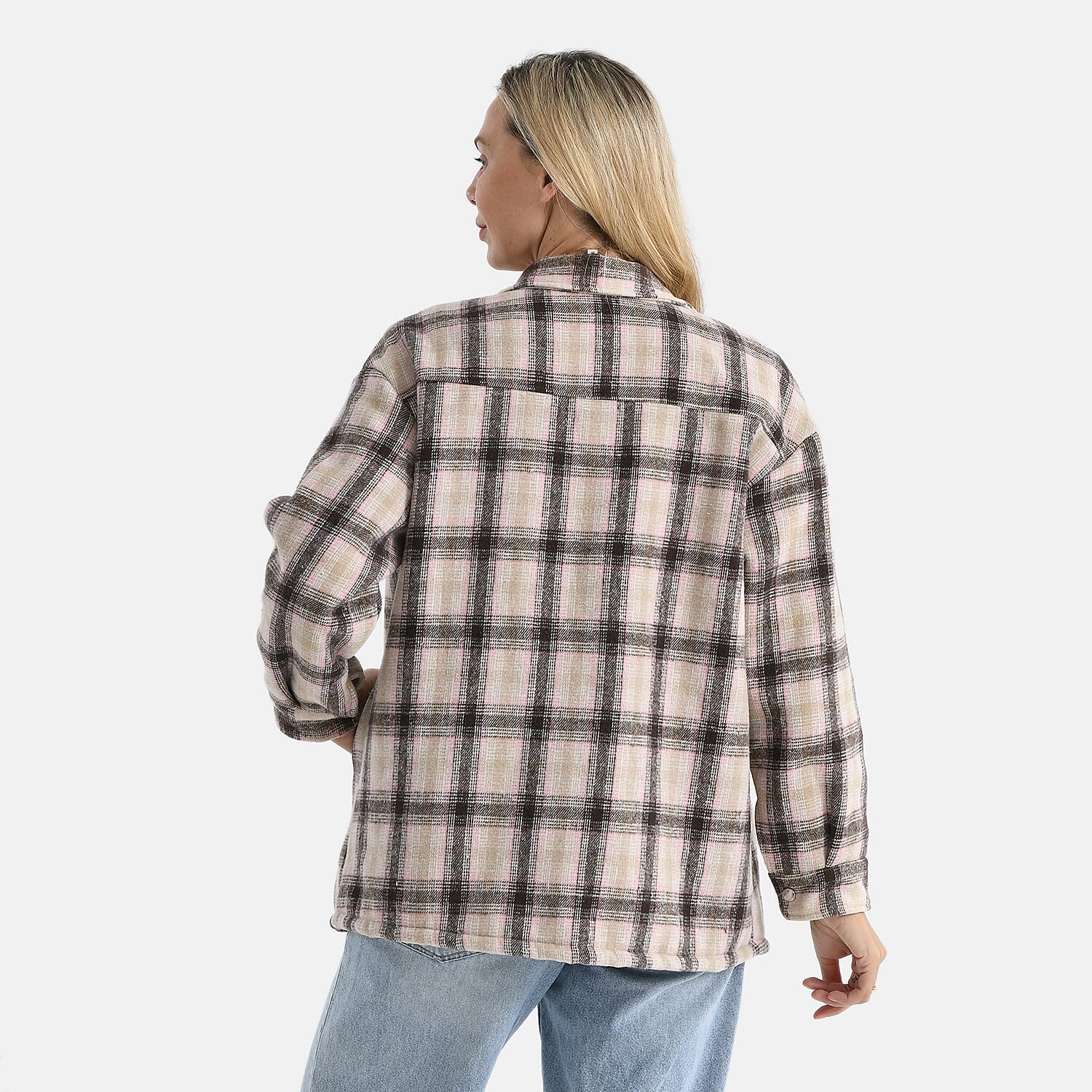 Valissiere Checkered Coat (Size - Small) - Pink Brown
