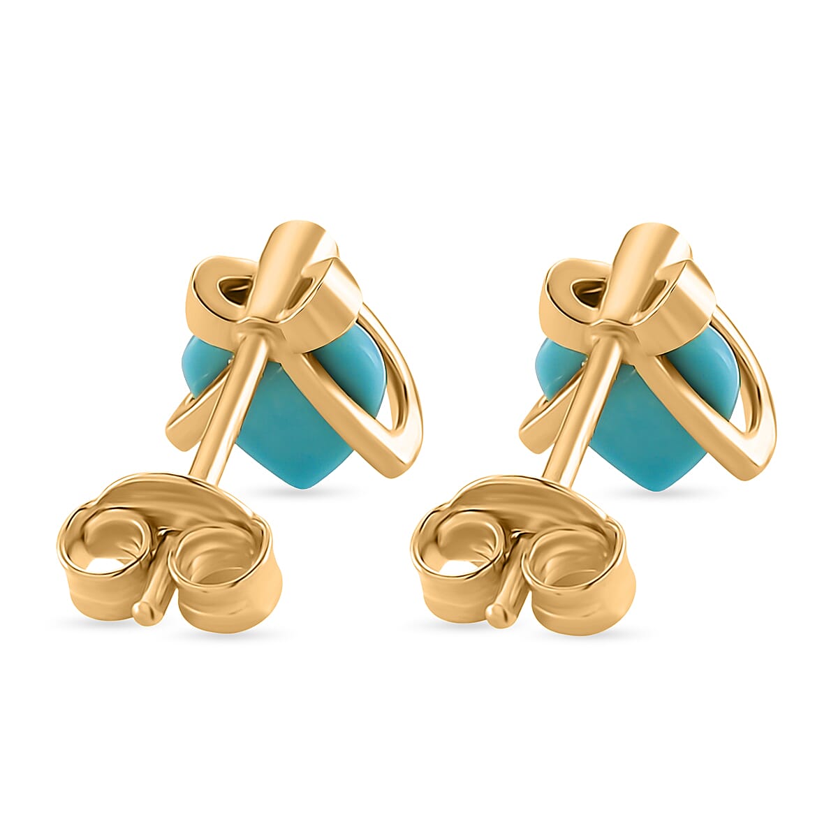 D'Joy Sleeping Beauty Turquoise & Moissanite Stud Push Post Earring Sterling Silver 1.12 Ct.