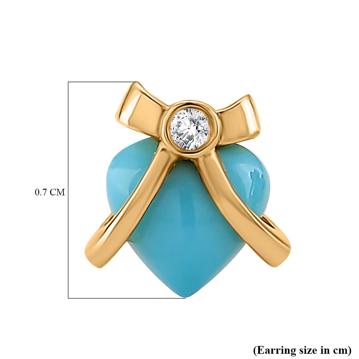 D'Joy Sleeping Beauty Turquoise & Moissanite Stud Push Post Earring Sterling Silver 1.12 Ct.