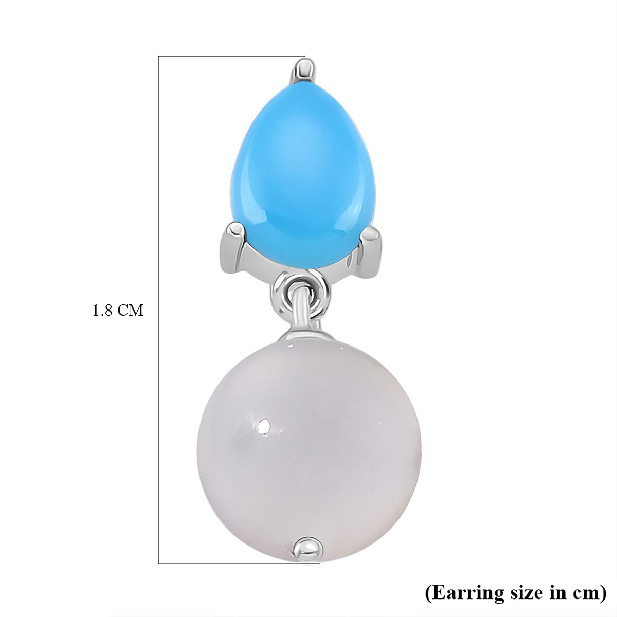 D'Joy Sleeping Beauty Turquoise & Mother Of Pearl Dangling Earring with Push Back in Rhodium Overlay Sterling Silver 8.04 Ct.