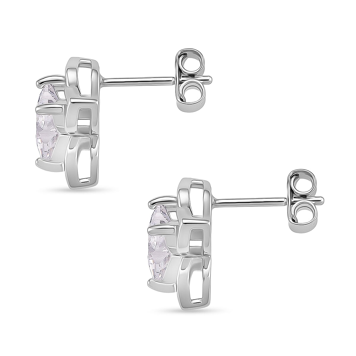 D'Joy Moissanite Solitaire Stud Push Post Earring in Rhodium Overlay Sterling Silver 3.00 Ct.