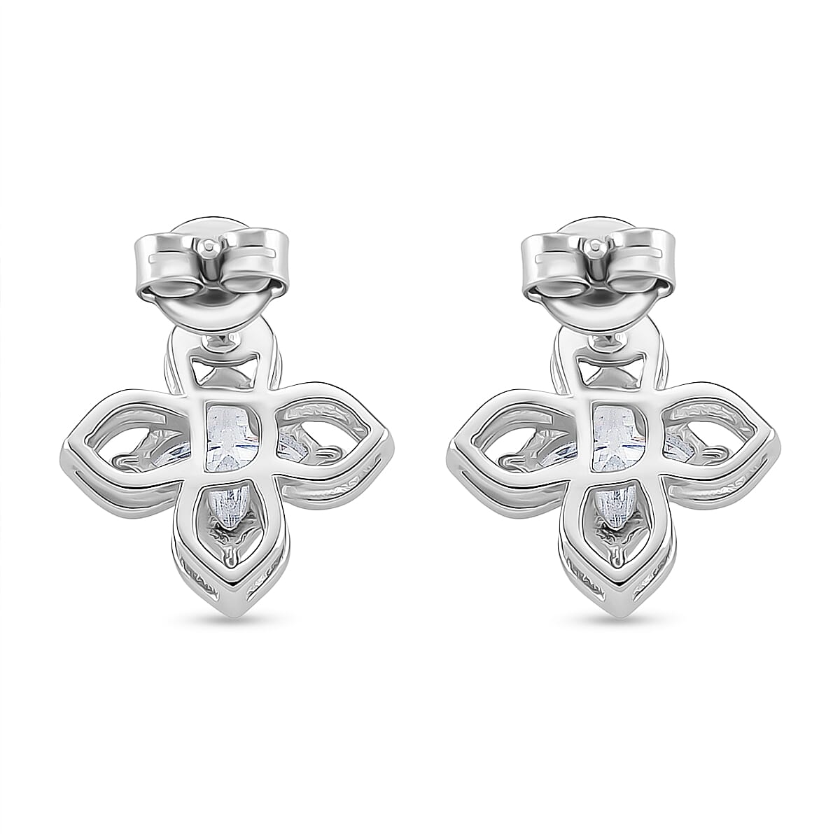 D'Joy Moissanite Solitaire Stud Push Post Earring in Rhodium Overlay Sterling Silver 3.00 Ct.