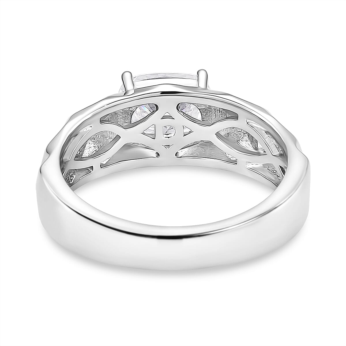 D'Joy Moissanite Ring in Rhodium Overlay Sterling Silver 1.30 Ct.