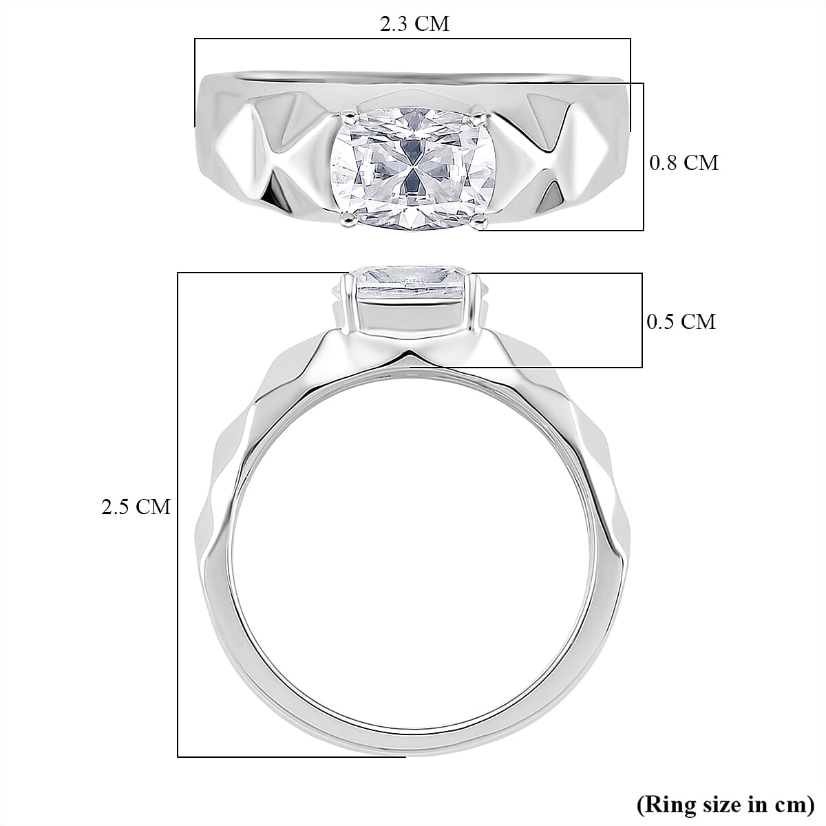 D'Joy Moissanite Ring in Rhodium Overlay Sterling Silver 1.30 Ct.