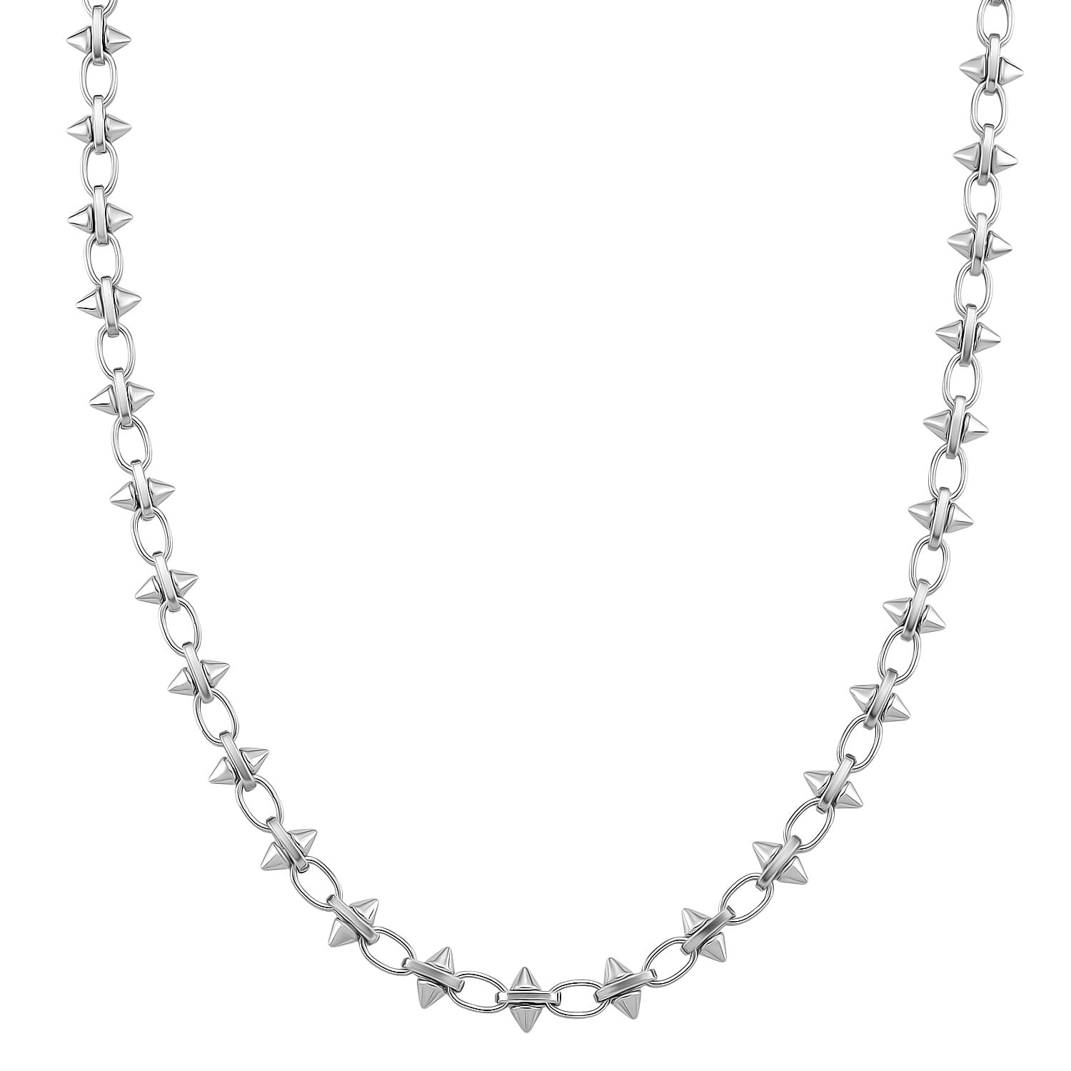 Silver Plated Spikes Necklace (Size - 20 - 2 Ext)