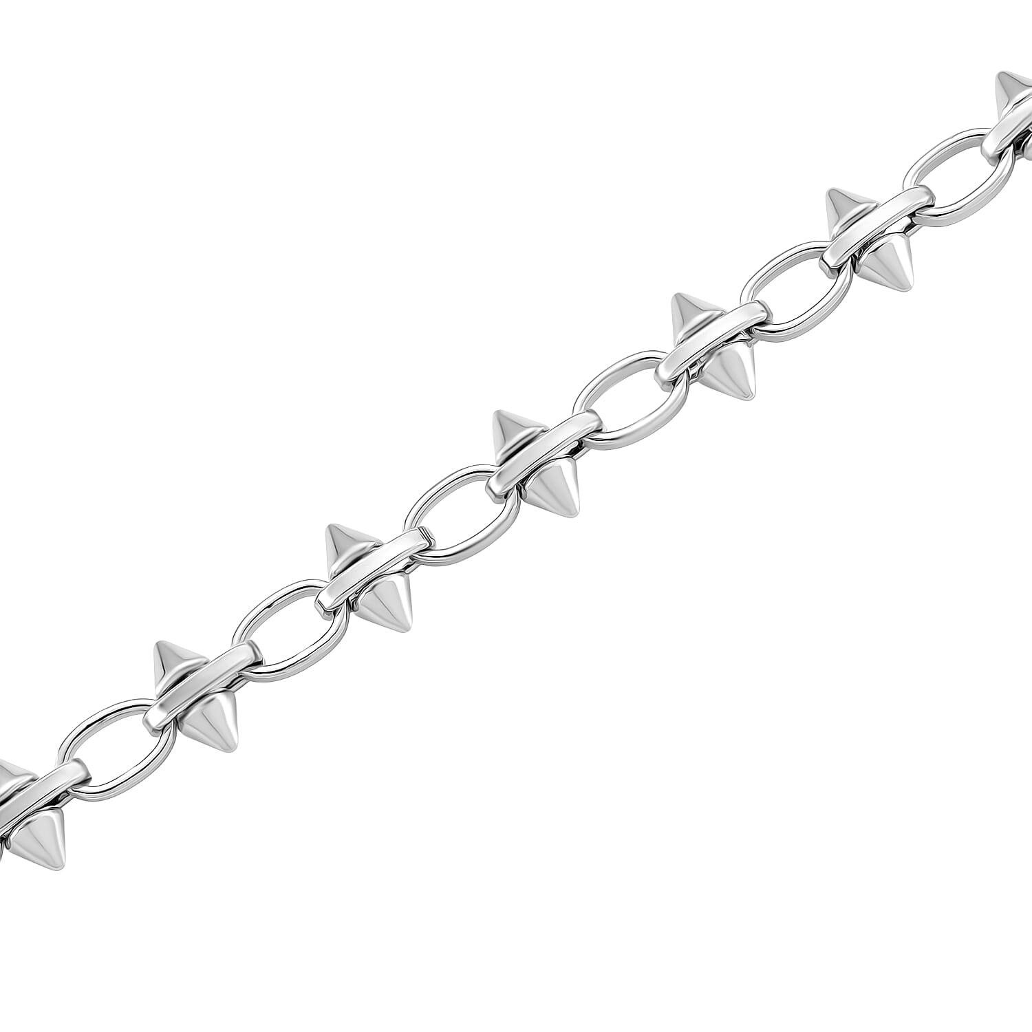 Silver Plated Spikes Necklace (Size - 20 - 2 Ext)