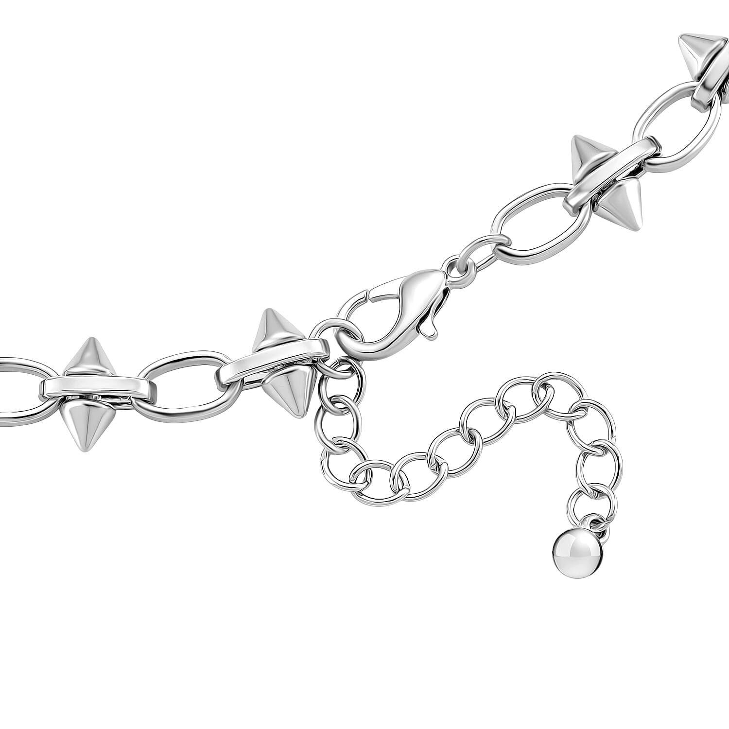 Silver Plated Spikes Necklace (Size - 20 - 2 Ext)
