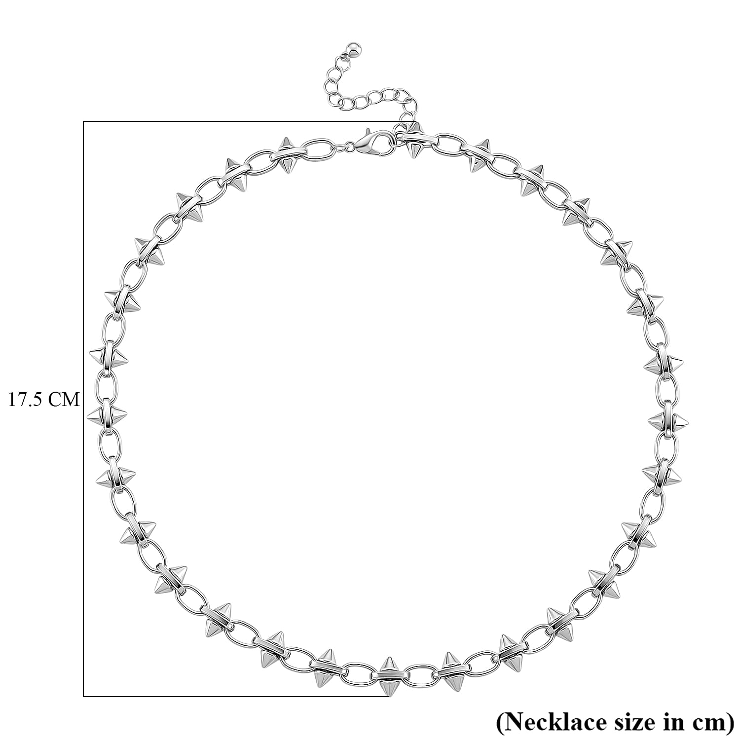 Silver Plated Spikes Necklace (Size - 20 - 2 Ext)