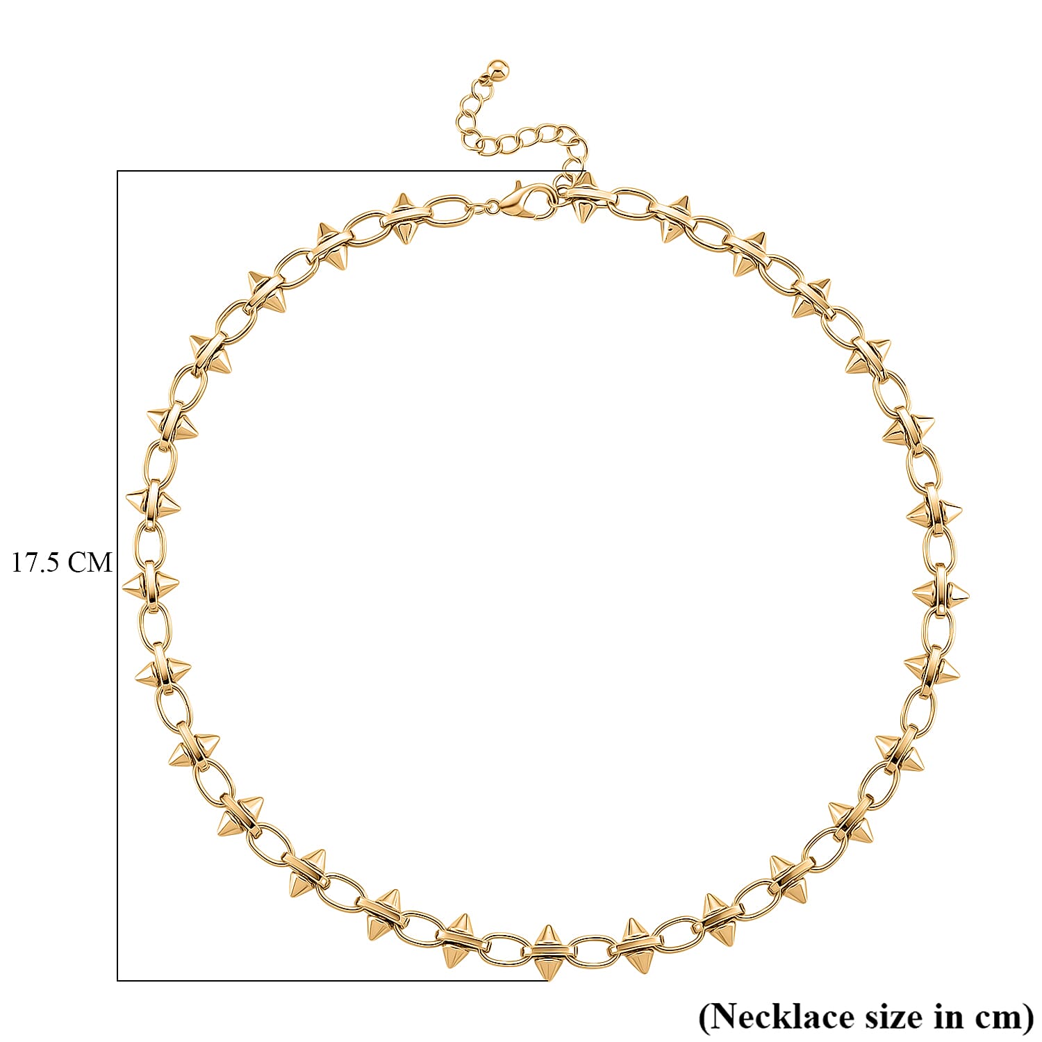 Yellow Gold Plated Spikes Necklace (Size - 20 - 2 Ext)