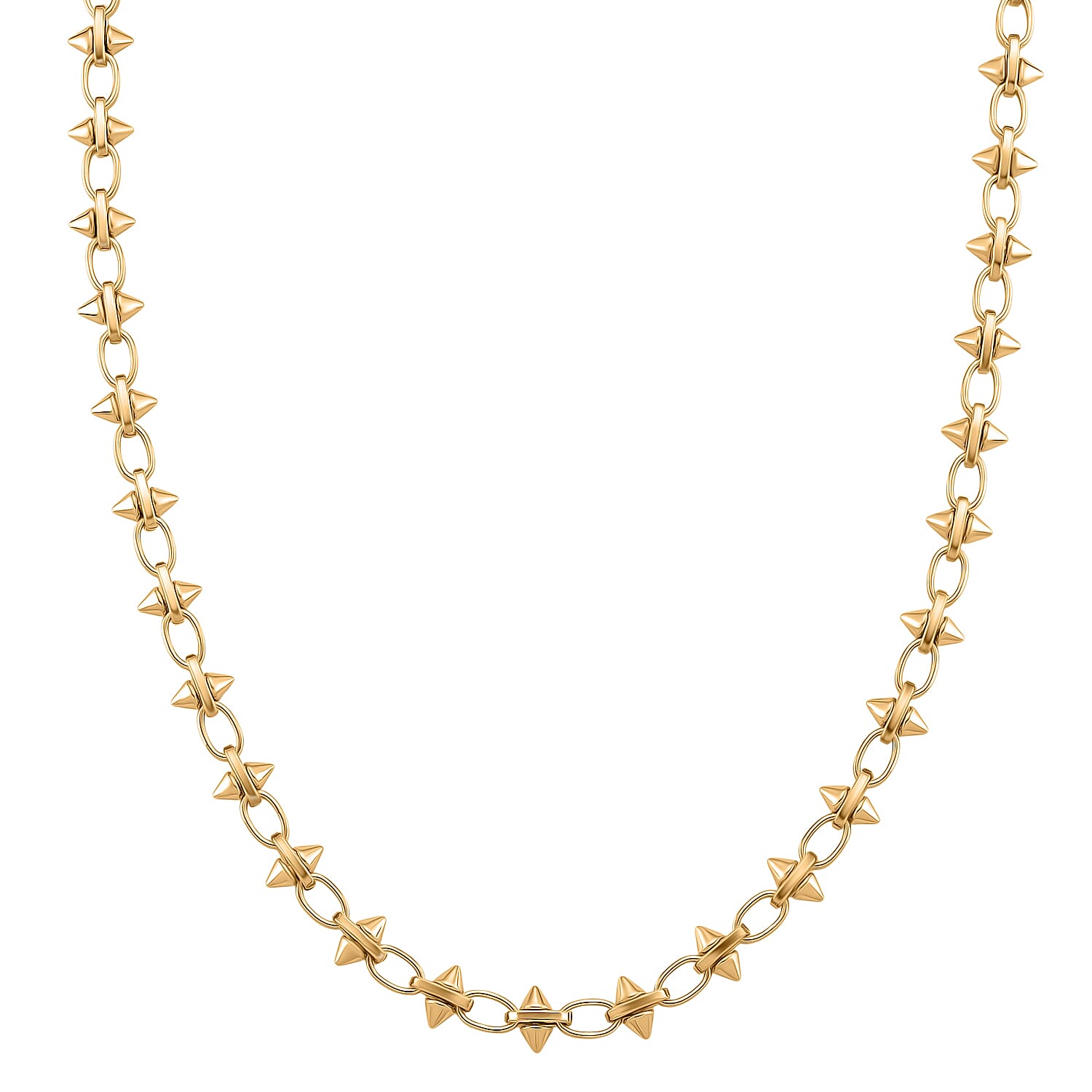 Yellow Gold Plated Spikes Necklace (Size - 20 - 2 Ext)