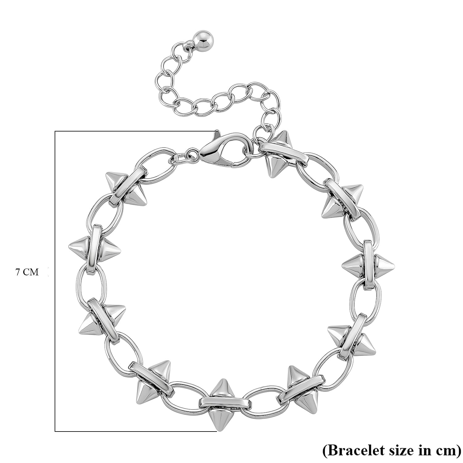 Silver Plated Spikes Bracelet (Size - 7.5-2 Inch Ext)
