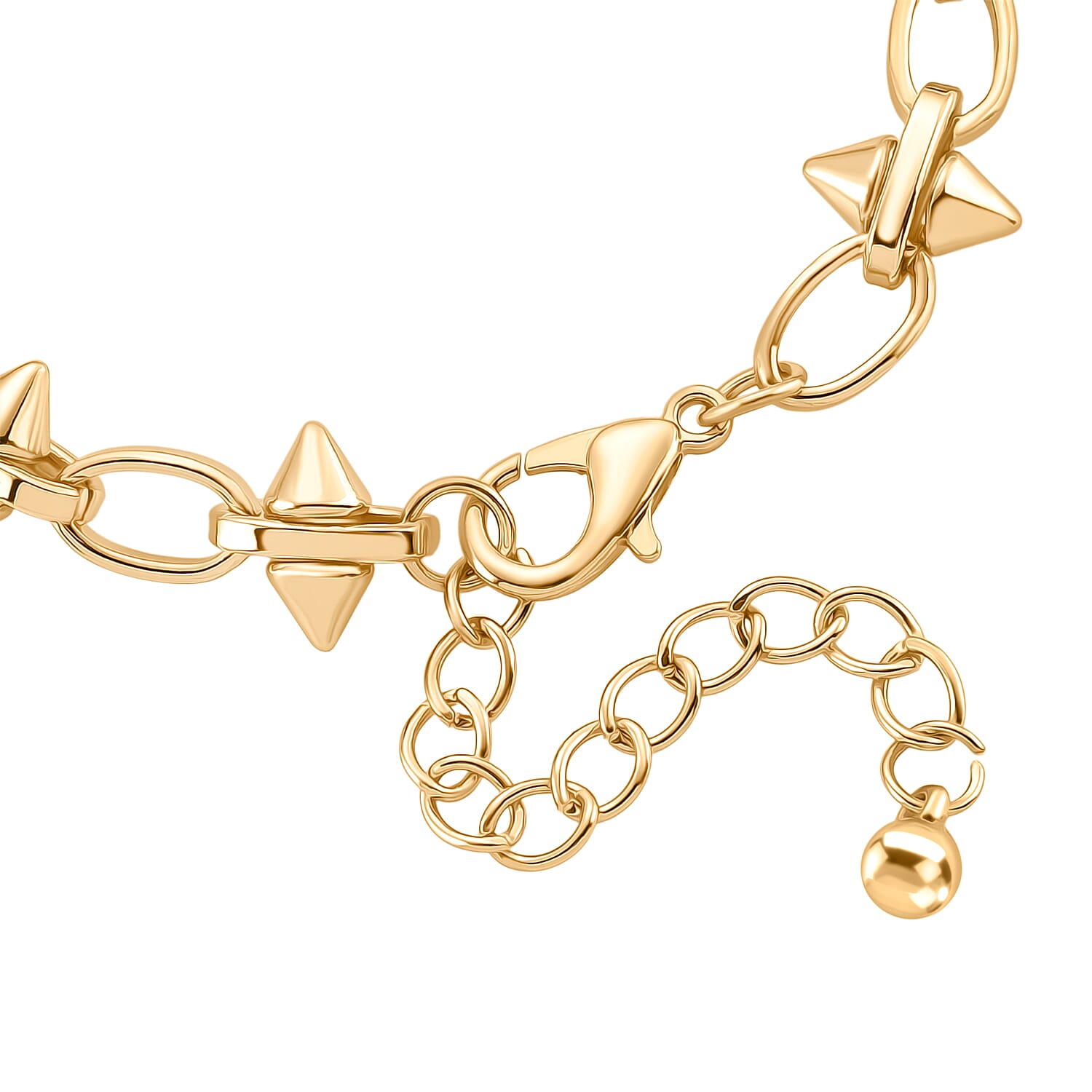 Yellow Gold Plated Spikes Bracelet (Size - 7.5-2 Inch Ext)