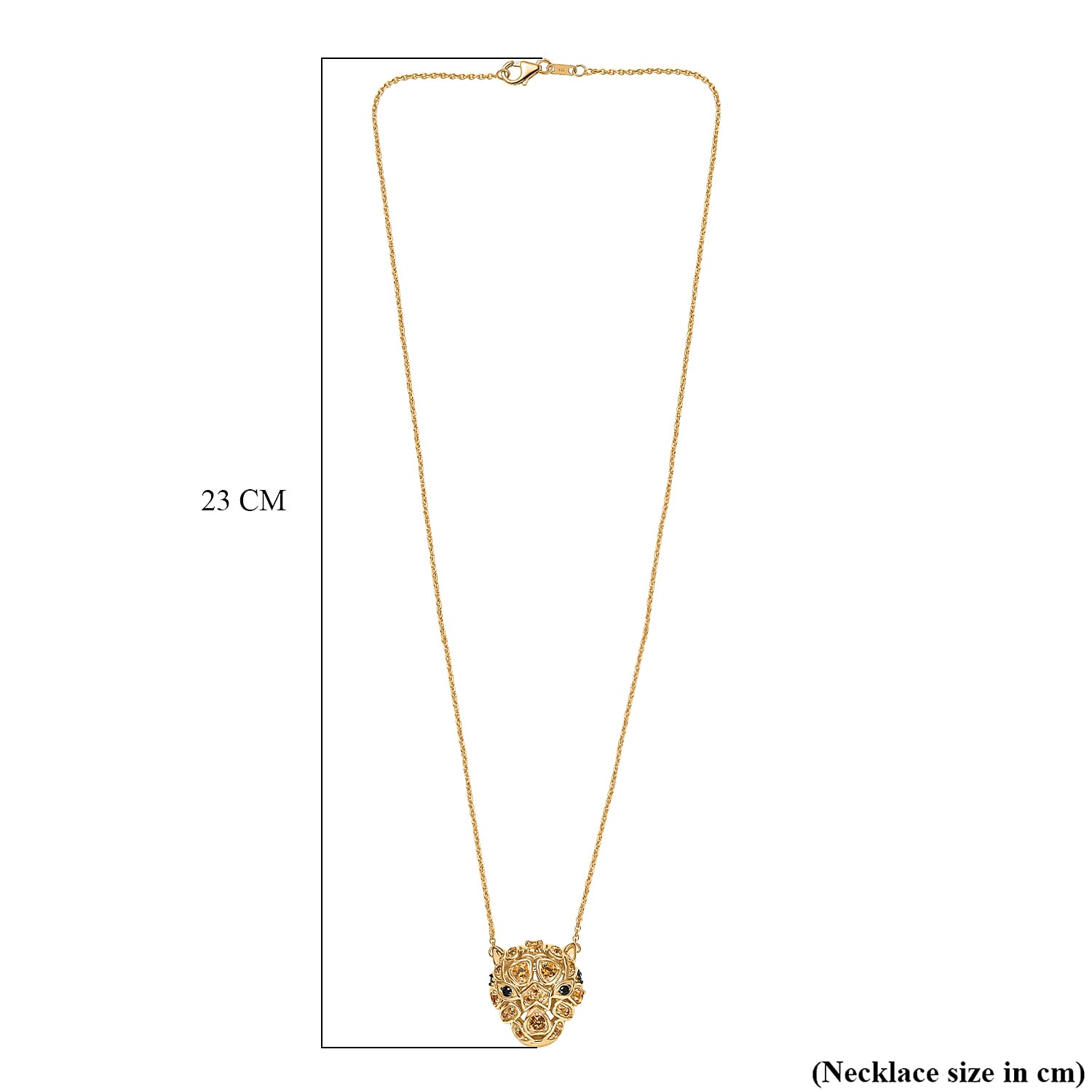 GP Italian Garden Collection - Citrine, Black Spinel, Kanchanaburi Blue Sapphire Leopard Necklace (Size 20) with Lobster Clasp in 18K Vermeil Yellow Gold Plated Sterling Silver 1.28 Ct.