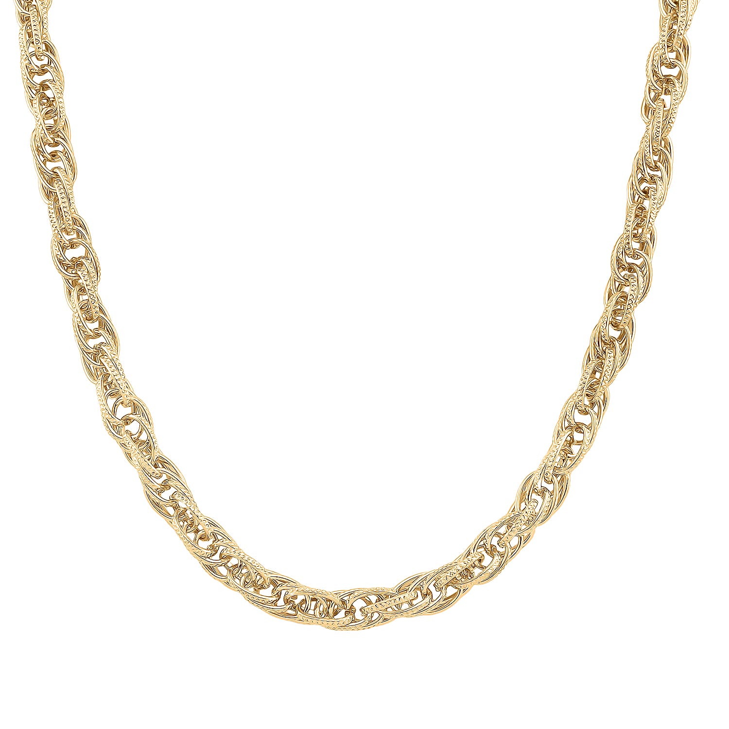 Chunky Prince of Wales Yellow Gold Plated Necklace (Size - 22) with T-Bar Clasp