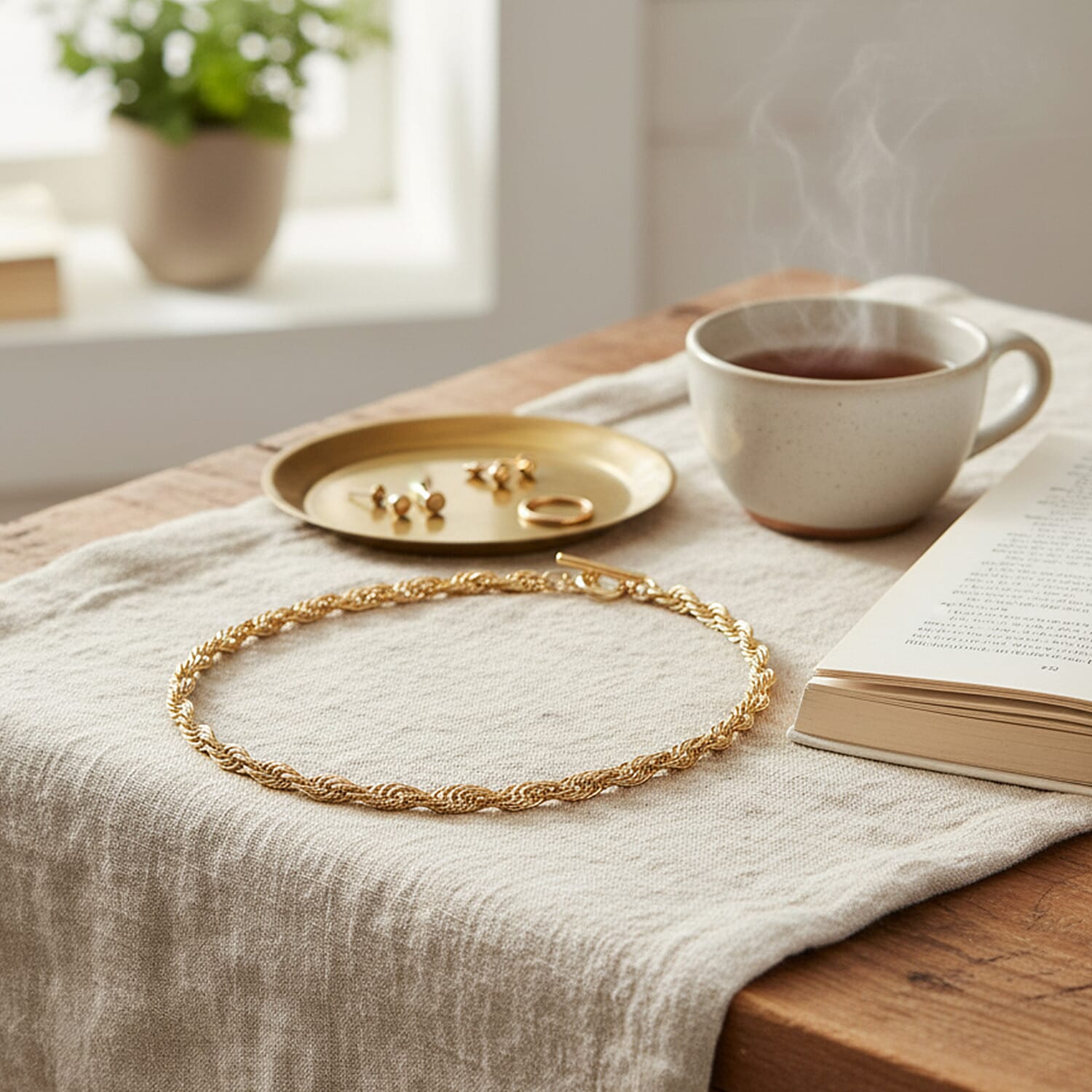 Chunky Prince of Wales Yellow Gold Plated Necklace (Size - 22) with T-Bar Clasp