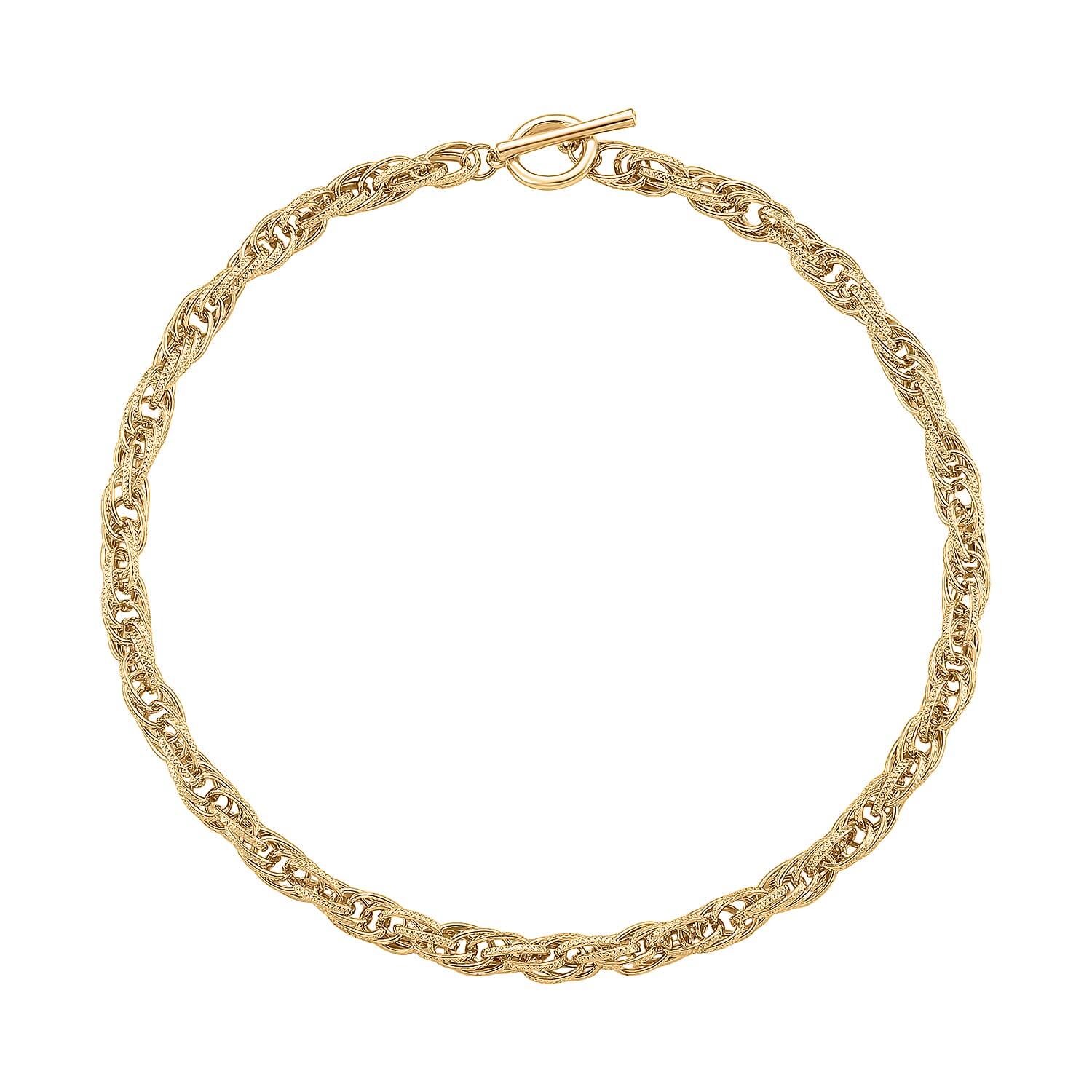 Chunky Prince of Wales Yellow Gold Plated Necklace (Size - 22) with T-Bar Clasp