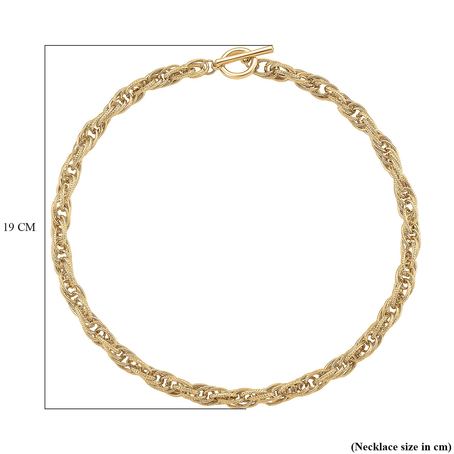 Chunky Prince of Wales Yellow Gold Plated Necklace (Size - 22) with T-Bar Clasp