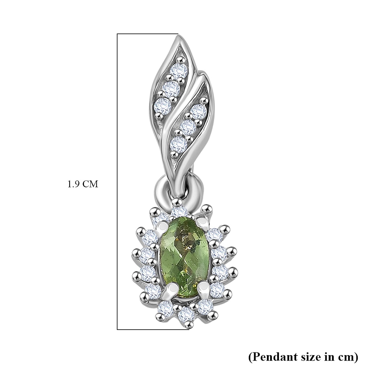 D'Joy Green Apatite, White Zircon Solitaire Stud Push Post Earring in Rhodium OverlaySterling Silver  0.872  Ct.