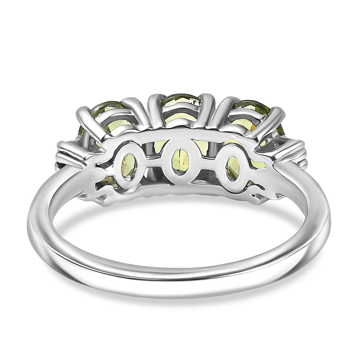 D'Joy Green Apatite & White Diamond Ring in Rhodium Overlay Sterling Silver 2.59 Ct.