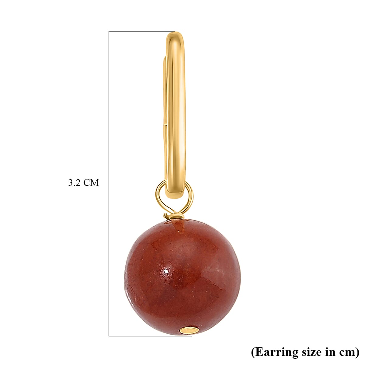 D'Joy Enhanced Red Jade Beads Earring with Hoop in Yellow Gold Plated Sterling Silver 30.00 Ct.