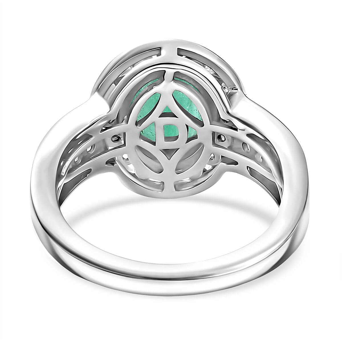 D'Joy Emerald, Tsavorite Garnet & Moissanite Ring in Rhodium Overlay Sterling Silver 2.01 Ct.