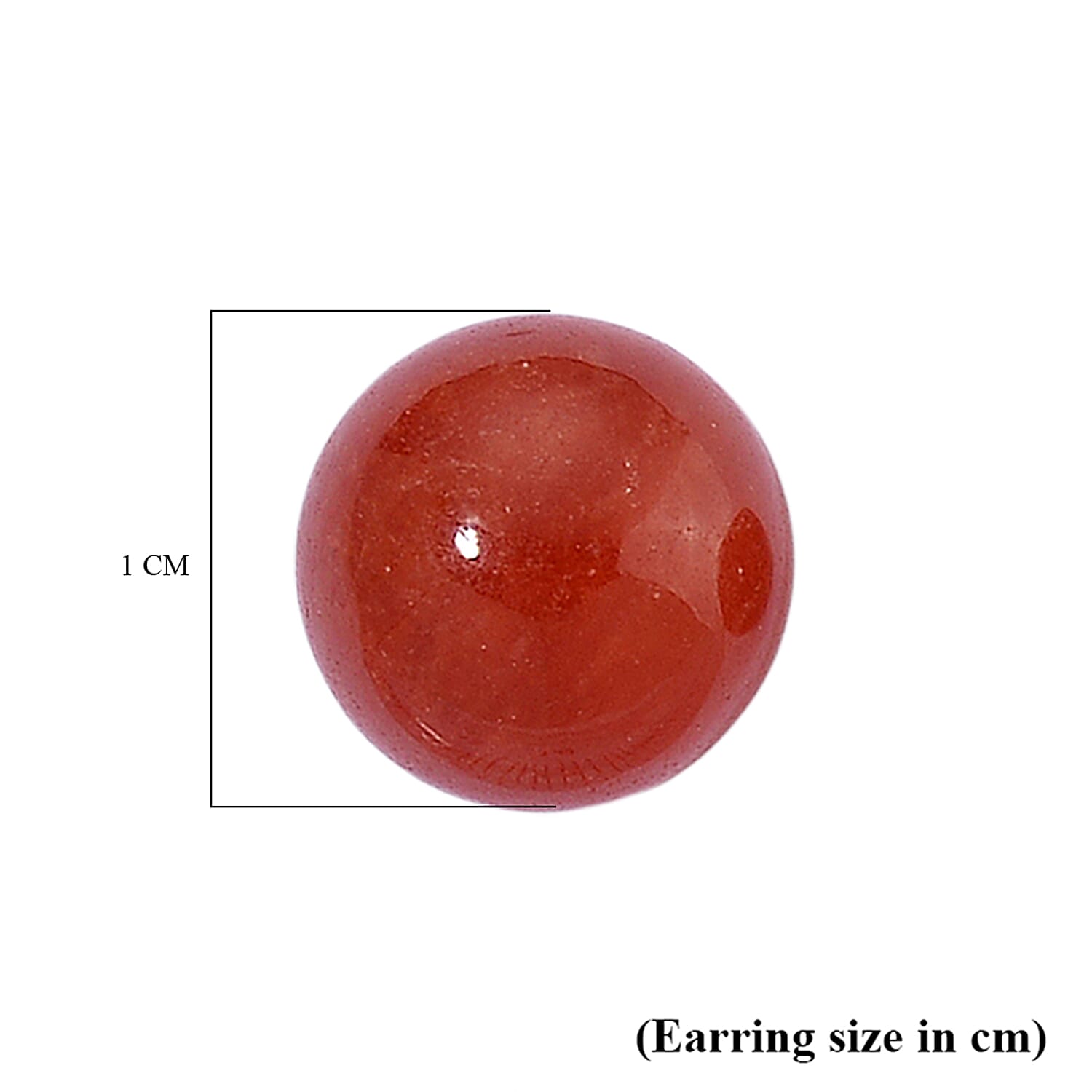 Enhanced Red Jade Bead Stud Earring with Push Back in Yellow Gold Plated Sterling Silver 15.00 Ct.