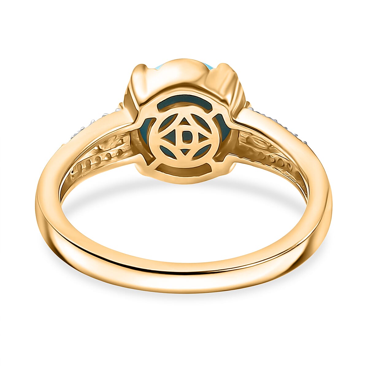 D'Joy Sleeping Beauty Turquoise & White Zircon in 18K Yellow Gold Plating Sterling Silver 1.35 Ct.