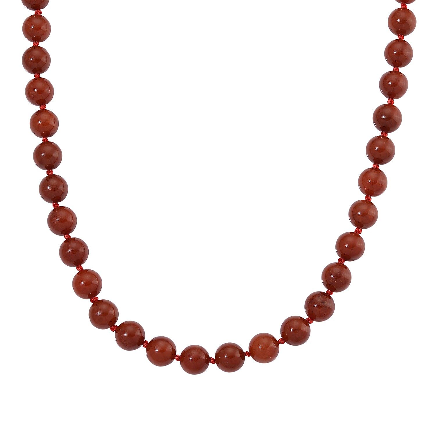 First Time Ever- Enhanced Red Jade Necklace (Size 20) in Yellow Gold Sterling Silver with Magnetic Lock 600.00 Ct.