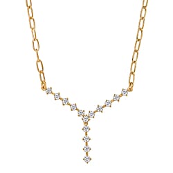 LUXURIANT 1 Ct. Lab Grown Diamond Y-shaped Necklace (Size 20) in Rhodium Overlay Sterling Silver (SI-GH)