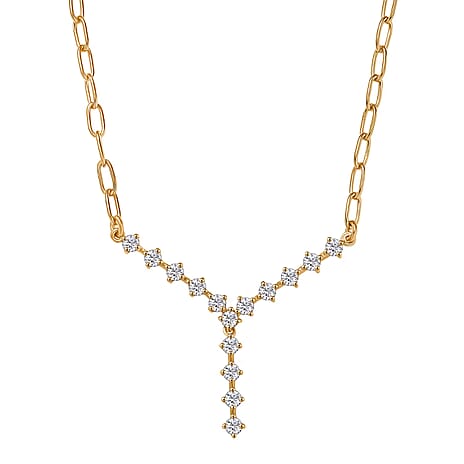 Luxuriant Lab Grown Diamond (SI-GH) Necklace (Size 20) in 18K Vermeil Yellow Gold Plated Sterling Silver 1.11 Ct, Silver Wt. 8.12 Gms.